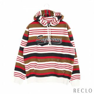 シュプリーム(Supreme)のSTRIPED HOODED SWEATSHIRT プルオーバーパーカー ボーダー コットン ホワイト マルチカラー 18SS(パーカー)