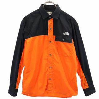 ザノースフェイス(THE NORTH FACE)のノースフェイス ヌプシ 長袖 シャツ S オレンジ×ブラック THE NORTH FACE スナップボタン ナイロン100％  NR11961 メンズ 古着 【231110】(シャツ)