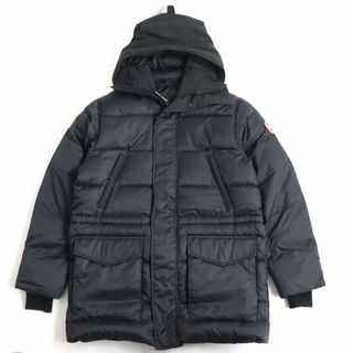 カナダグース(CANADA GOOSE)の美品◆CANADA GOOSE カナダグース 3206M SILVERTHRONE PARKA ロゴワッペン フーデッドダウンジャケット/コート ブラック L カナダ製 正規品(ダウンジャケット)