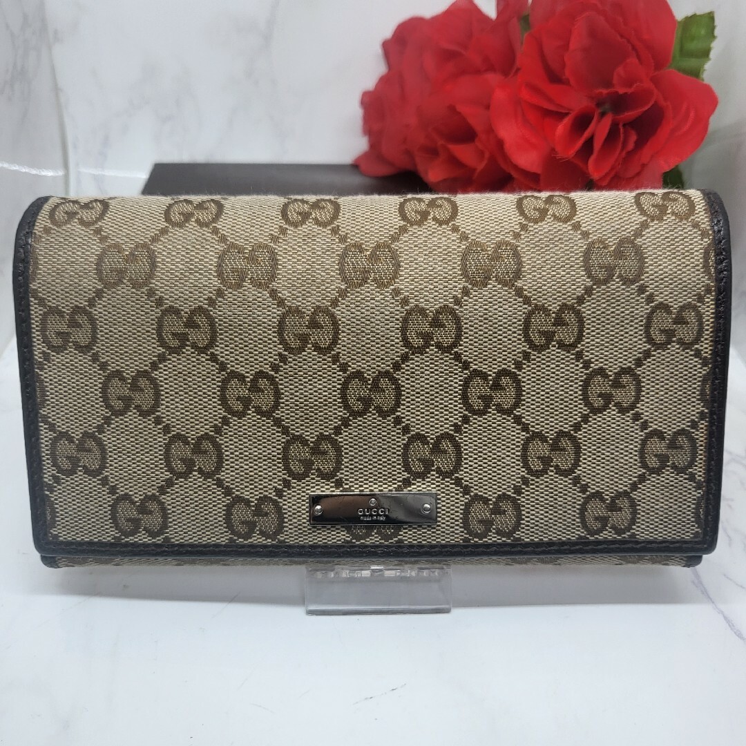 Gucci - 【極美品】 GUCCI グッチ ロゴ 長財布 財布 GG キャンバス