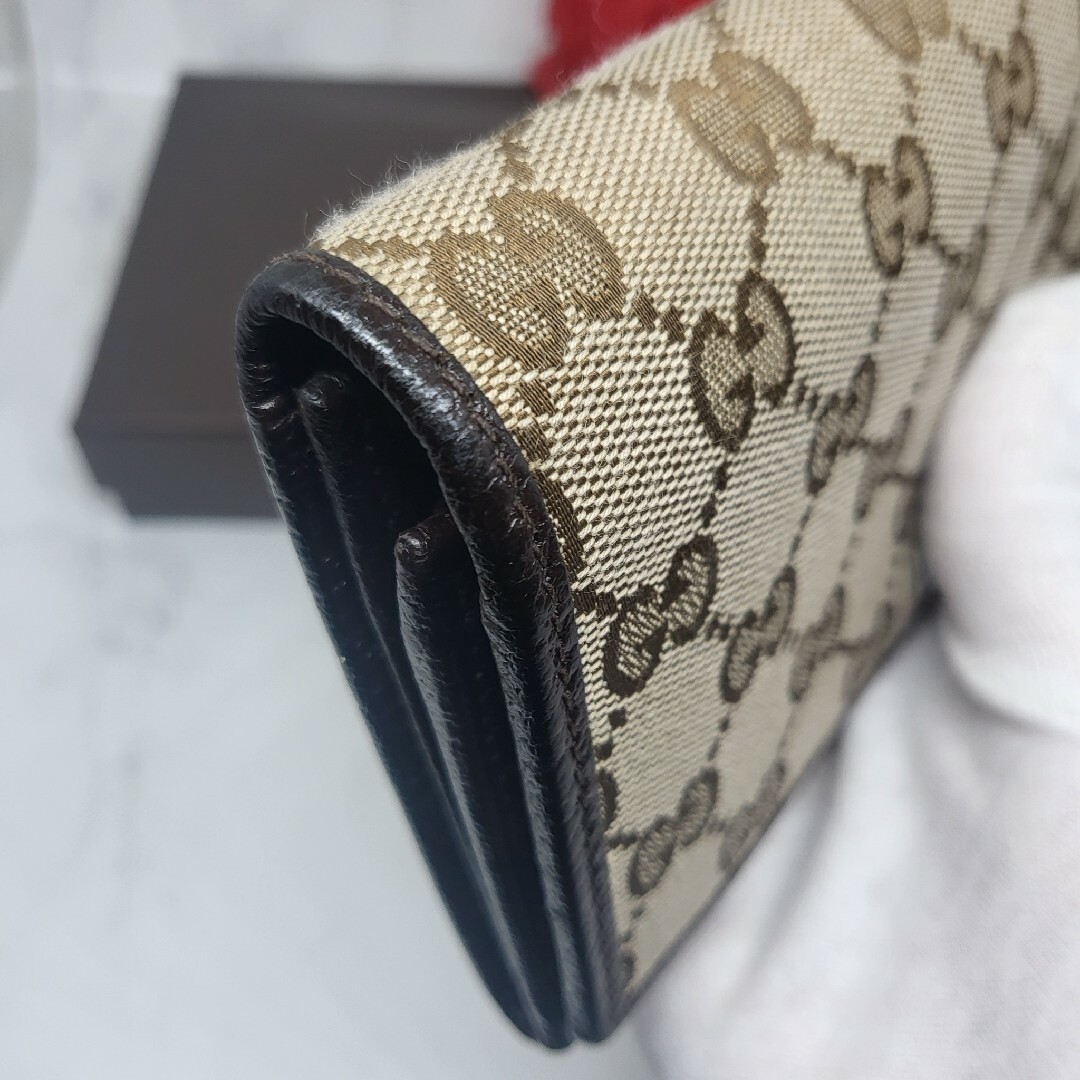 【極美品】 GUCCI グッチ ロゴ 長財布 財布 GG キャンバス ブラウン