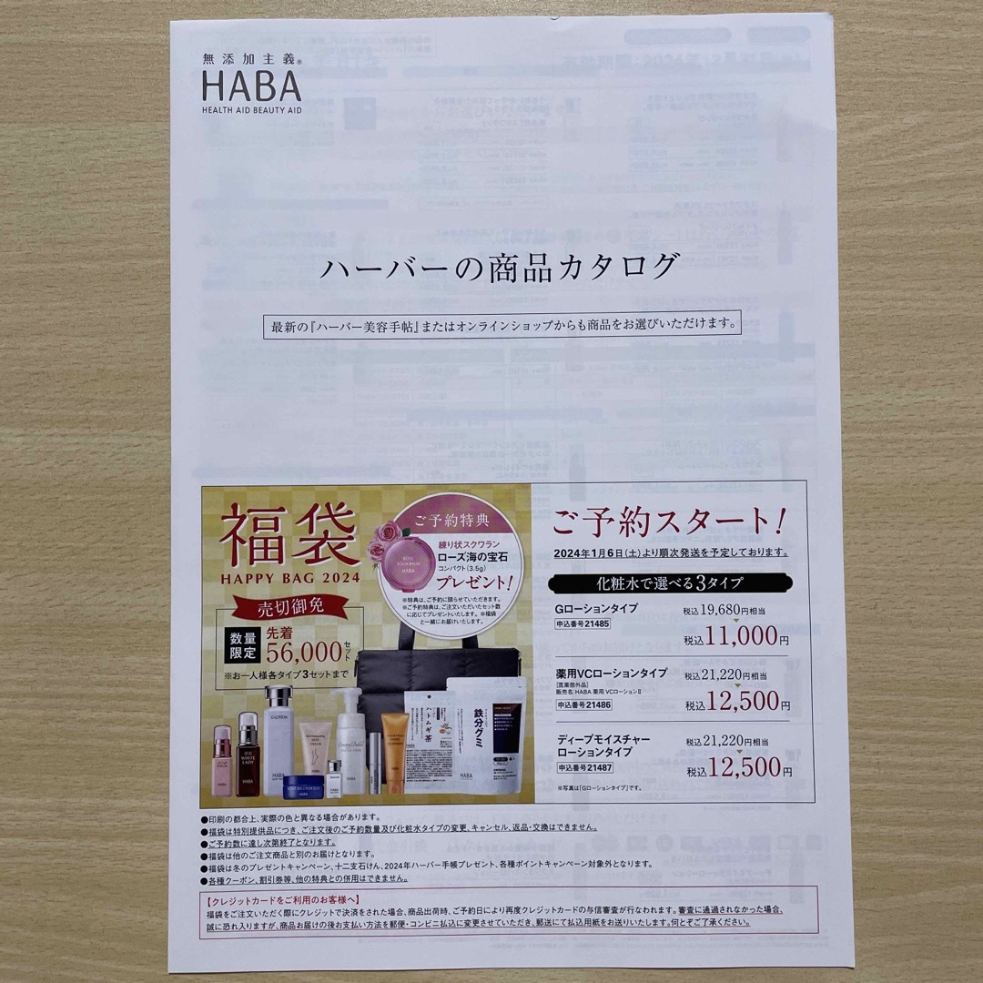 HABA(ハーバー)のHABA 株主優待割引券 1万円分 1000円×10枚 福袋専用オーダーシート チケットの優待券/割引券(ショッピング)の商品写真