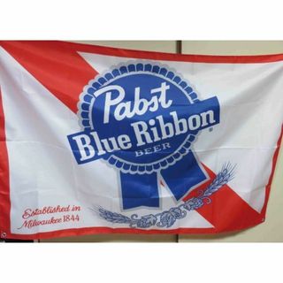 『特大A』紺赤PabstBlueRibbonパブストブルーリボンビールフラッグ旗(その他)