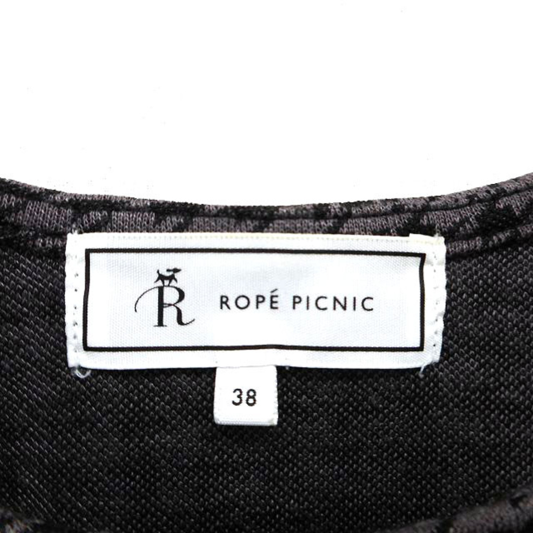 Rope' Picnic(ロペピクニック)のロペピクニック ワンピース フレア ミニ 千鳥柄 リボン タック 七分袖 38  レディースのワンピース(ミニワンピース)の商品写真