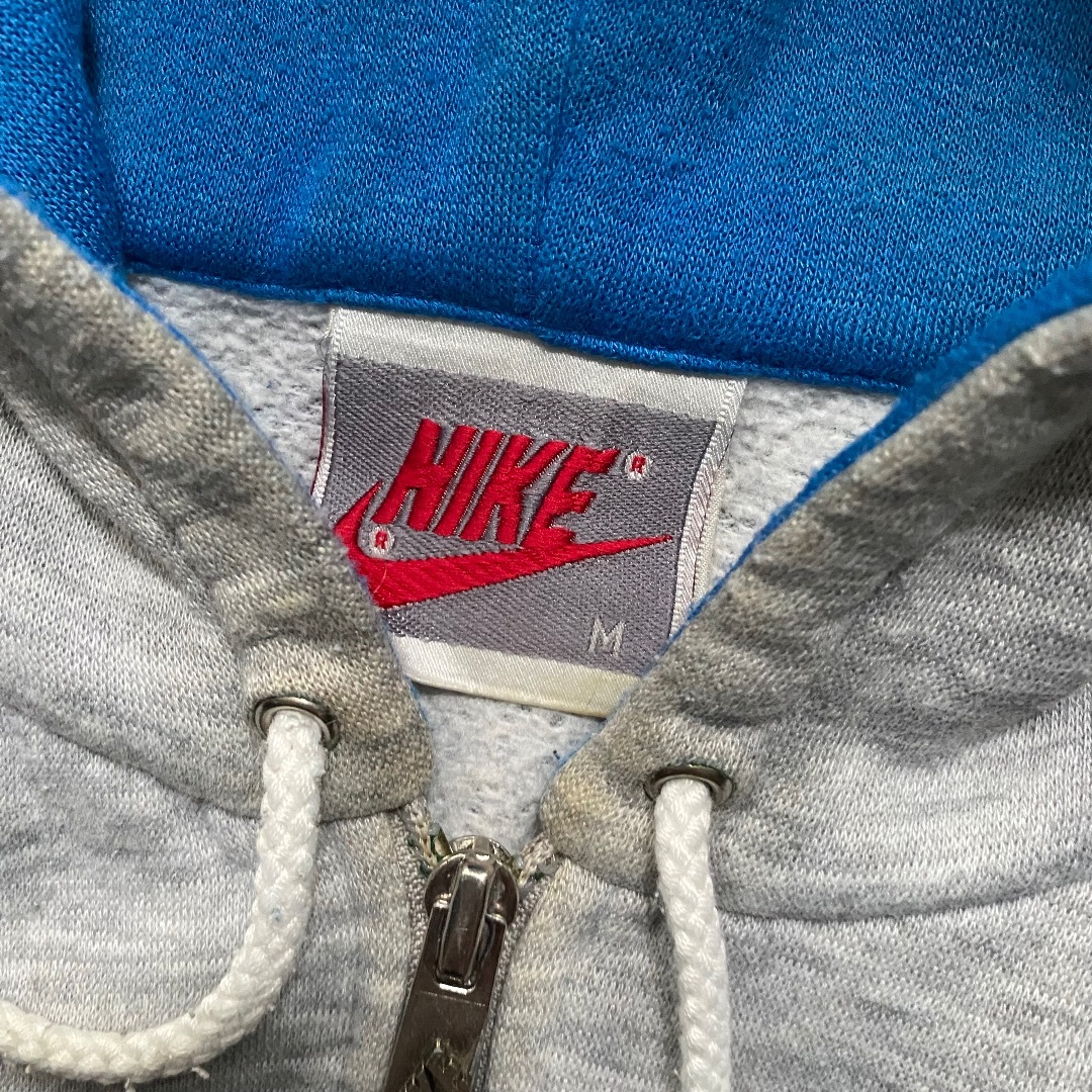 NIKE - 80s90s ナイキ ジップアップパーカー M グレー×ブルー 銀 NIKE - 80s90s ナイキ ジップアップパーカー M グレー×ブルー 銀