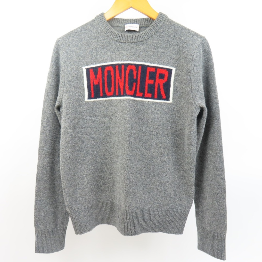 未使用品 MONCLER モンクレール トップス 服 S 防寒 ロゴ メンズ ニット ウール グレー レディース