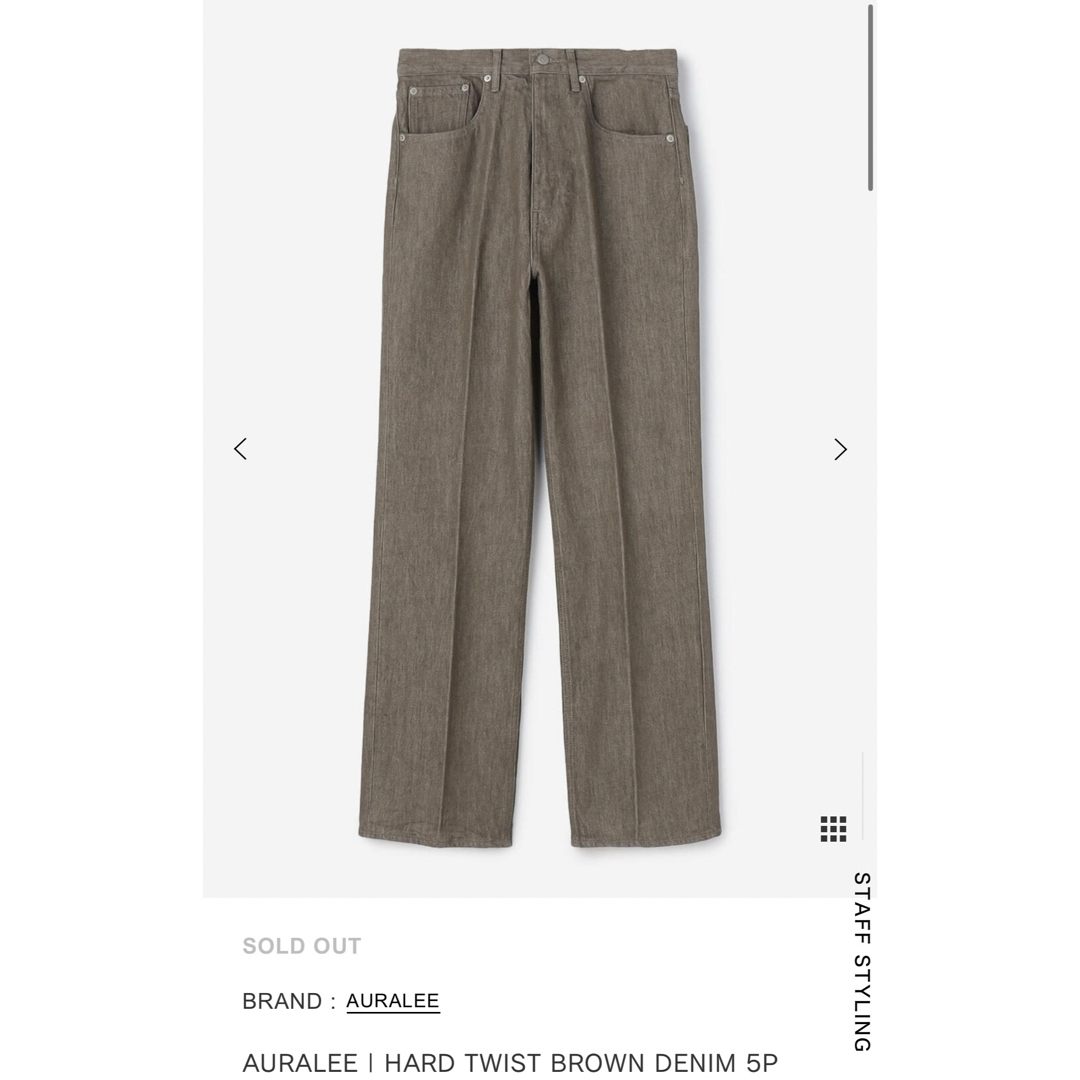 AURALEE(オーラリー)のauralee  HARD TWIST BROWN DENIM 5P PANTS メンズのパンツ(デニム/ジーンズ)の商品写真