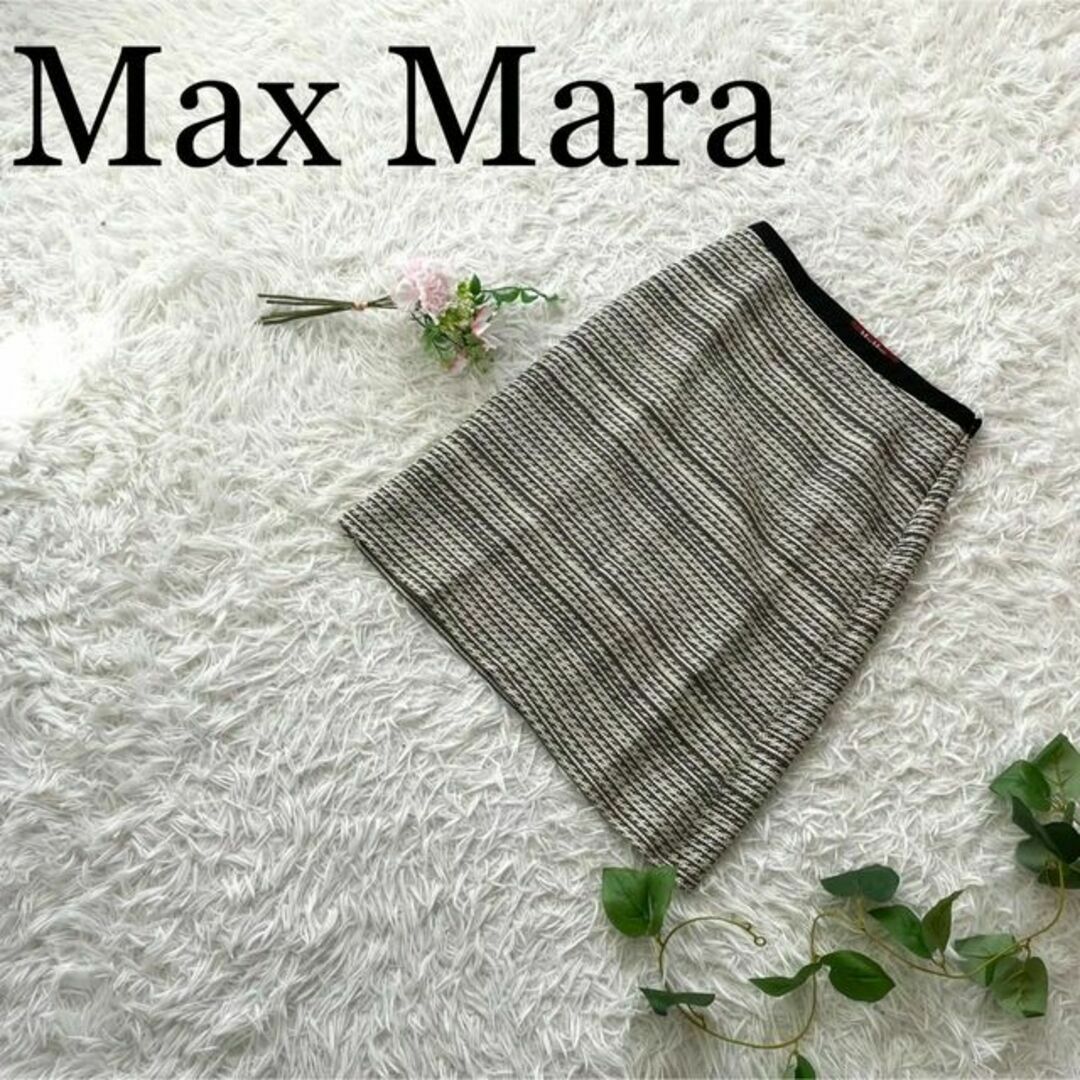 Max Mara(マックスマーラ)の美品♪マックスマーラ/ツイード調　タイトスカート　膝丈　38 レディースのスカート(ひざ丈スカート)の商品写真