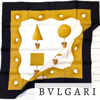 BVLGARI - ブルガリ 未使用 スカーフ シルク ホワイト×ネイビー