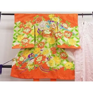 平和屋1■女の子　祝着　産着　初着　長襦袢セット　のしめ　お宮詣り　刺繍　尾長鳥花文　金彩　逸品　ut5363(お宮参り用品)