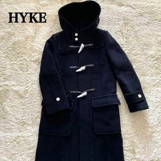 HYKE ハイク ダッフルコート 白トグル 羊毛 ラムウール ブラック S-