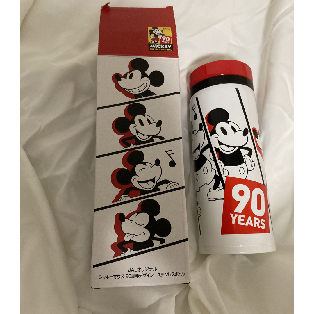 Disney(ディズニー)のJALオリジナルミッキーマウス90周年デザインステンレスボトル 魔法瓶 新品 インテリア/住まい/日用品のキッチン/食器(タンブラー)の商品写真