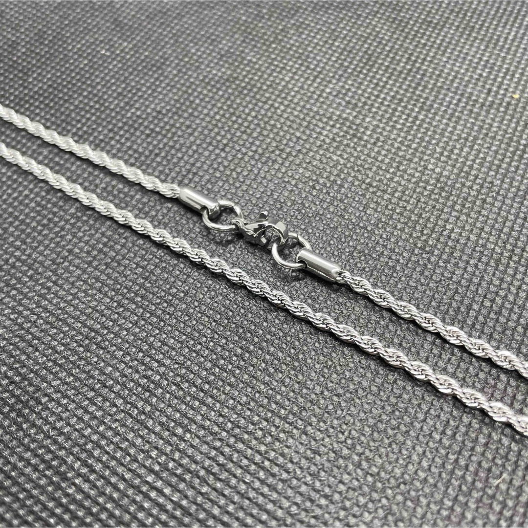 ネックレス フレンチロープチェーン ４５cm ナンバー 数字 番号 ４番 銀  メンズのアクセサリー(ネックレス)の商品写真