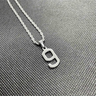 ネックレス フレンチロープチェーン ４５cm ナンバー 数字 番号 ９番 銀 (ネックレス)