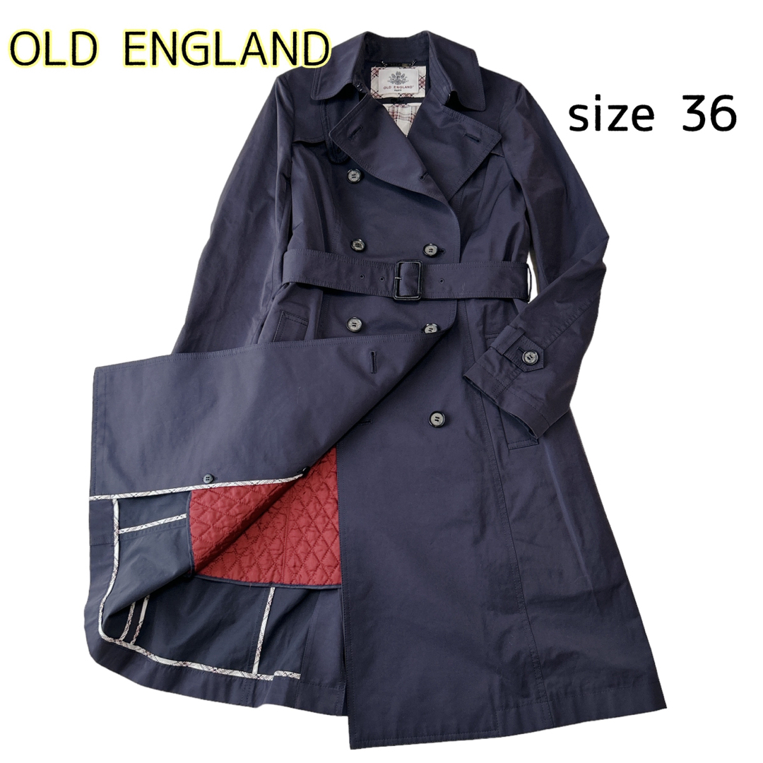OLD ENGLAND(オールドイングランド)のオールドイングランド ライナー付トレンチコート ネイビー 赤チェック 36 レディースのジャケット/アウター(トレンチコート)の商品写真