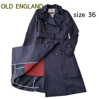 OLD ENGLAND - オールドイングランド ライナー付トレンチコート ネイビー 赤チェック 36