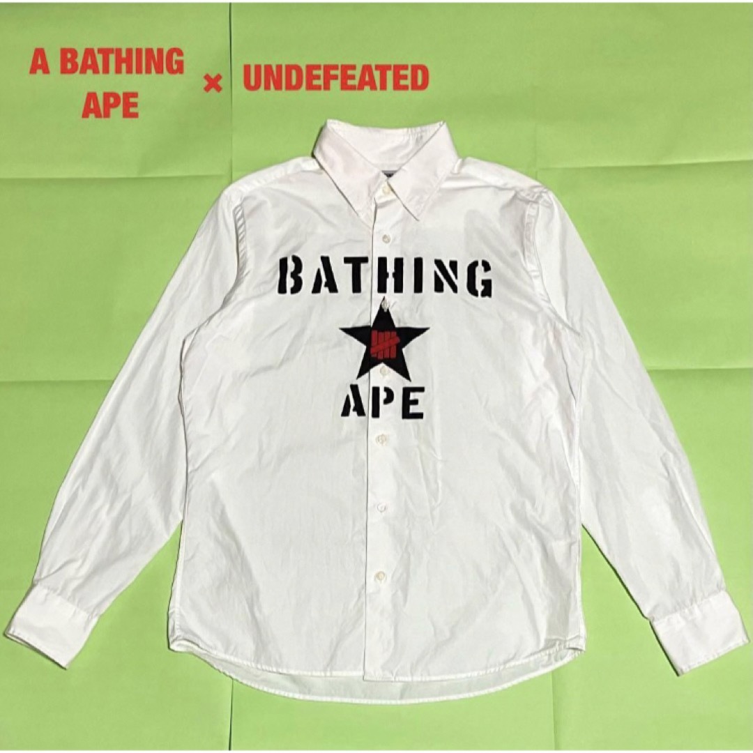 金タグ【希少】A BATHING APE×UNDEFEATED　コラボシャツ　大猿ロゴ