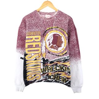 フルーツオブザルーム(FRUIT OF THE LOOM)の古着 90年代 フルーツオブザルーム FRUIT OF THE LOOM NFL WASHINGTON REDSKINS ワシントンレッドスキンズ 大判プリント キャラクタースウェットシャツ トレーナー USA製 メンズXL ヴィンテージ /eaa387960(スウェット)