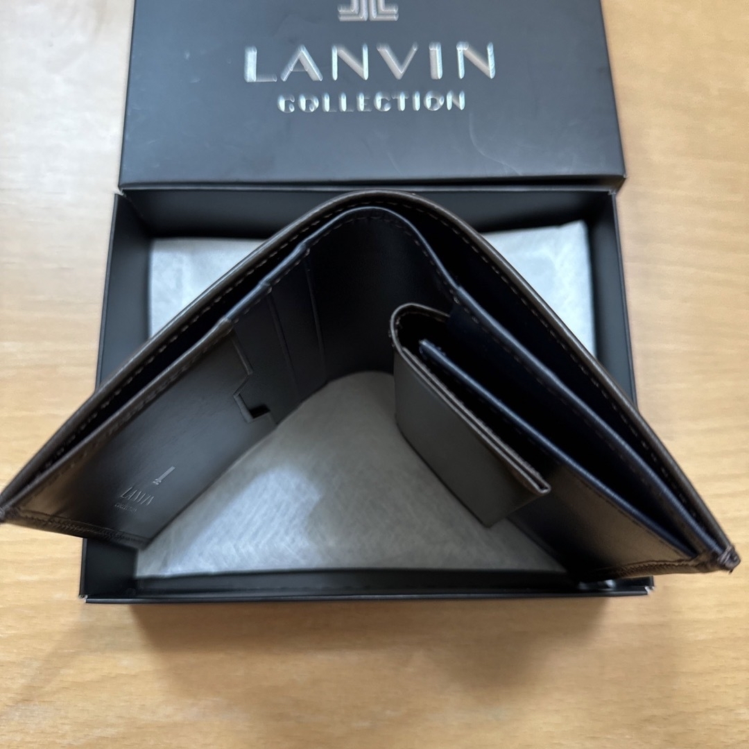 LANVIN COLLECTION(ランバンコレクション)の新品　LANVINランバン　メンズ　レザー小銭入れ付き折り財布　ブラウン メンズのファッション小物(折り財布)の商品写真