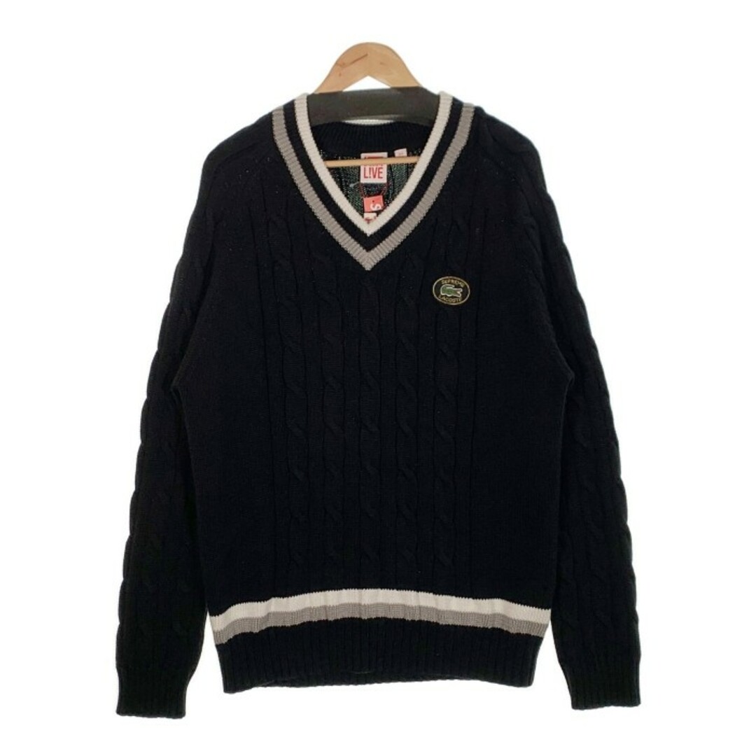 Supreme(シュプリーム)のSUPREME シュプリーム 17SS LACOSTE ラコステ Tennis Sweater テニスセーター コットン Vネック ブラック Size XL メンズのトップス(ニット/セーター)の商品写真