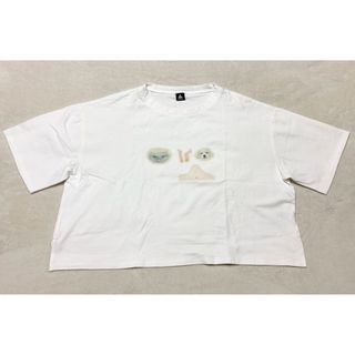 メルロー(merlot)のmerlot プリント柄Tシャツ 半袖 カットソー ショート丈 白 メルロー(Tシャツ(半袖/袖なし))