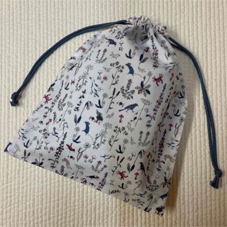 リバティ　ハンドメイド巾着　セオ　ネイビー(外出用品)