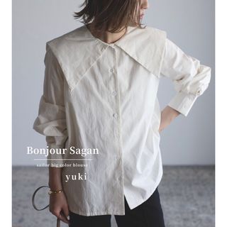 【新品/タグ付き】Bonjour Sagan セーラービッグカラーブラウス w(シャツ/ブラウス(長袖/七分))