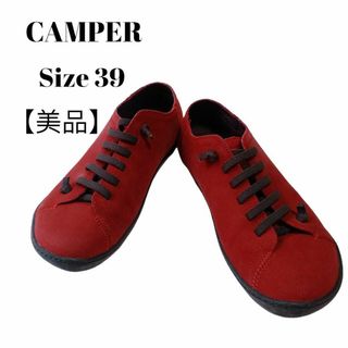 CAMPER カンペール ☆ レザー サンダル 太ヒール 37 ベージュ系