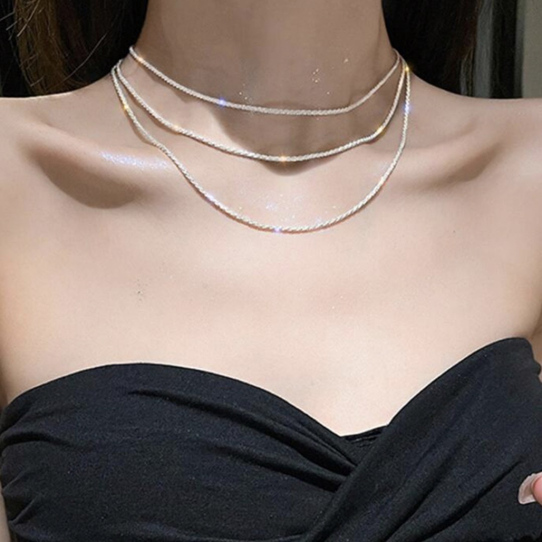 ZARA(ザラ)の【glitter snake chains necklace】#041 S925 レディースのアクセサリー(ネックレス)の商品写真