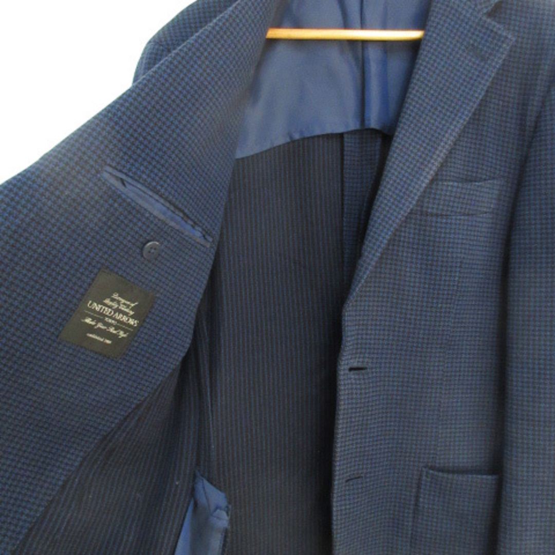 UNITED ARROWS(ユナイテッドアローズ)のユナイテッドアローズ テーラードジャケット ミドル丈 千鳥格子柄 44 紺 黒 メンズのジャケット/アウター(テーラードジャケット)の商品写真