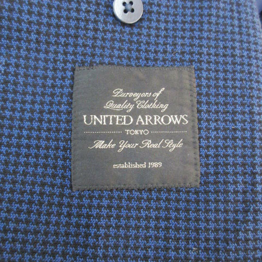 UNITED ARROWS(ユナイテッドアローズ)のユナイテッドアローズ テーラードジャケット ミドル丈 千鳥格子柄 44 紺 黒 メンズのジャケット/アウター(テーラードジャケット)の商品写真
