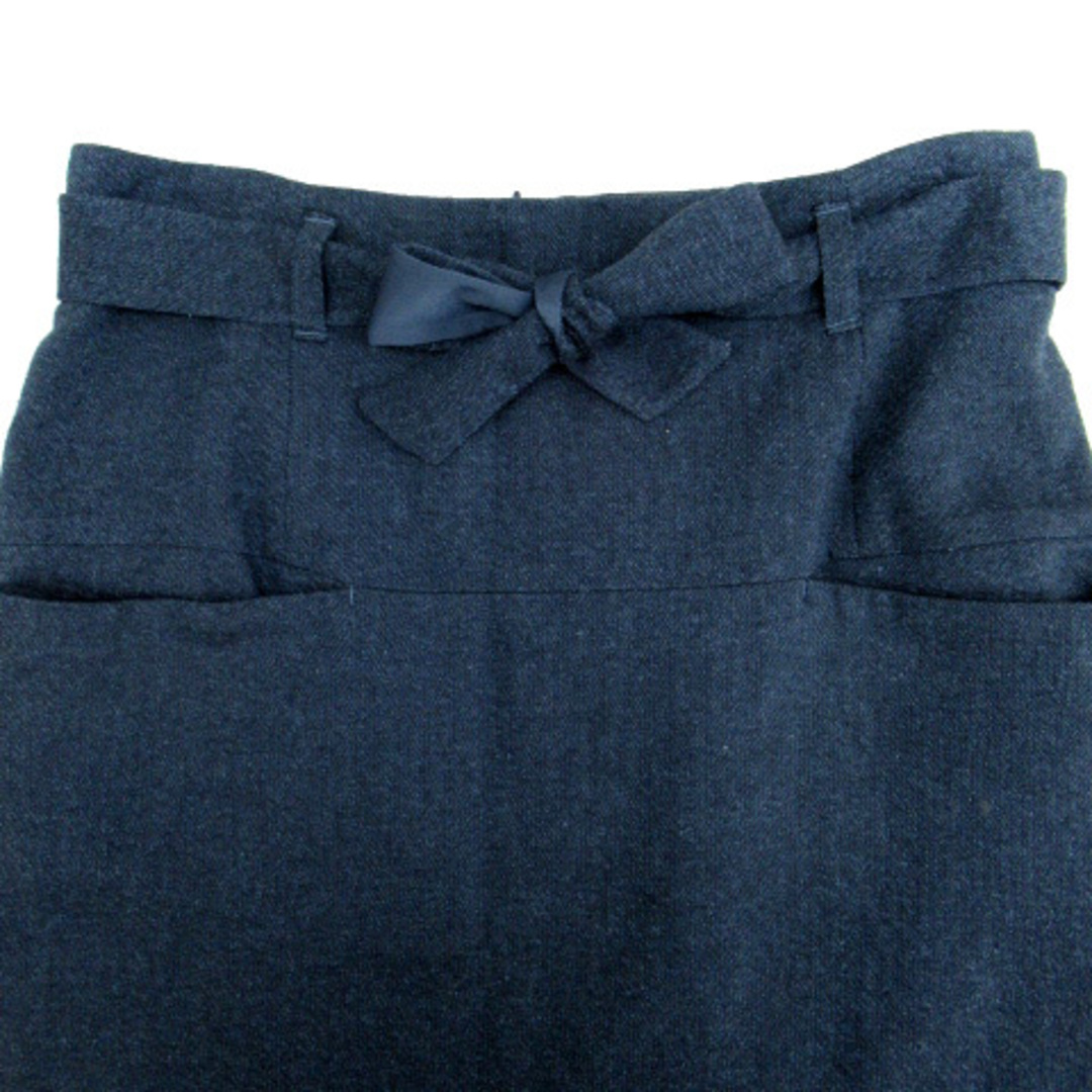 BOSCH(ボッシュ)のボッシュ BOSCH フレアスカート ミモレ丈 リボン シルク混 40 紺 レディースのスカート(ひざ丈スカート)の商品写真