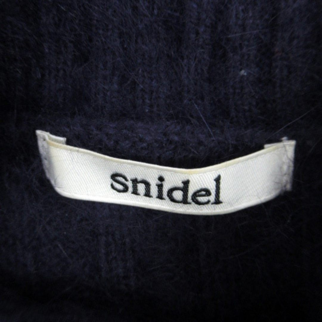 SNIDEL(スナイデル)のスナイデル ニットチュニック 長袖 ボトルネック シースルー アンゴラ混 F 紺 レディースのトップス(チュニック)の商品写真