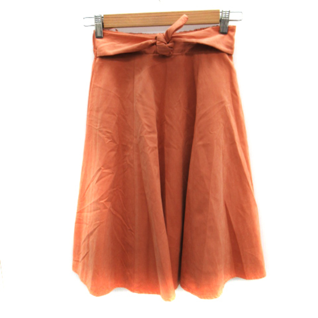 Techichi(テチチ)のテチチ Te chichi フレアスカート ミモレ丈 リボン S オレンジ レディースのスカート(ひざ丈スカート)の商品写真