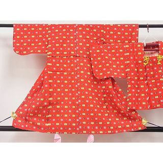 平和屋1■七五三　女の子　3歳　祝着・羽織セット　絣紋様　ut5497(お宮参り用品)