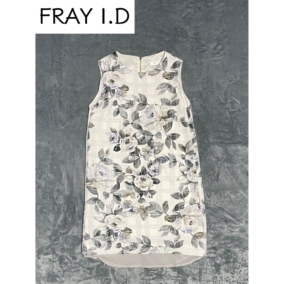 FRAY I.D(フレイアイディー)のFRAY I.D フレイアイディー ひざ丈ワンピース 花柄 ノースリーブ 0 白 レディースのワンピース(ひざ丈ワンピース)の商品写真