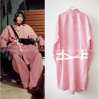 マルニ(Marni)のPLANC リボンベルト ストライプワンピース　コットンパンツ(ロングワンピース/マキシワンピース)