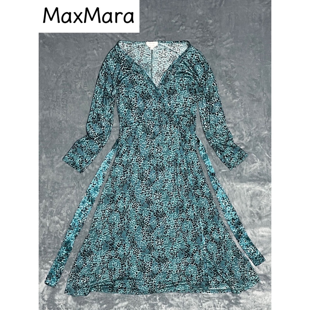 Max Mara - MaxMara サイズ大きめ ワンピース 白タグ ロング シルク100