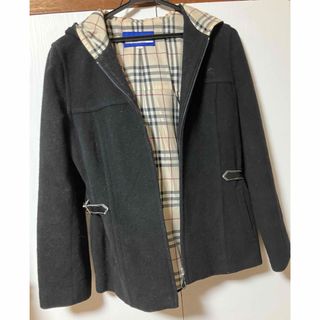 バーバリーブルーレーベル(BURBERRY BLUE LABEL)の難あり　バーバリーブルーレーベル　フード付きウールショートーコート　ノバチェック(ロングコート)