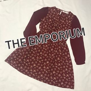 ジエンポリアム(THE EMPORIUM)のThe Emporium ジエンポリアム　ワインレッド　花柄 ワンピース 長袖(ひざ丈ワンピース)