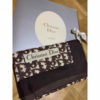 ディオール Dior 総柄 ハニカム ハンカチ スカーフ シルク ベージュ×レッド×ブラック