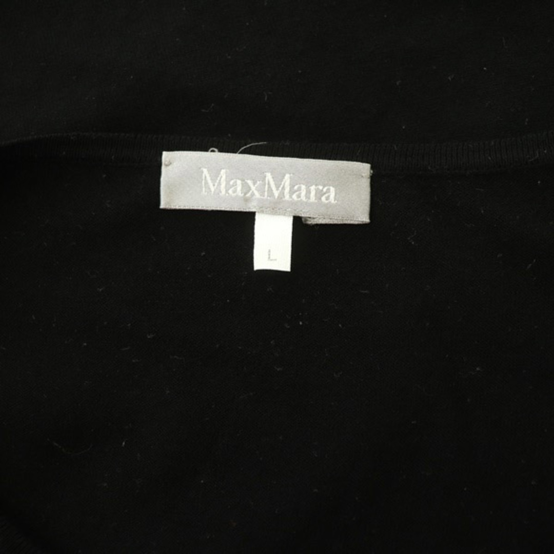 Max Mara(マックスマーラ)のマックスマーラ MAX MARA フリル半袖ニット カットソー Uネック L 黒 レディースのトップス(カットソー(半袖/袖なし))の商品写真