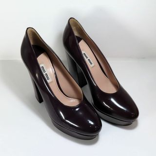 ミュウミュウ(miumiu)の美品 miu miu ミュウミュウ パンプス 37 24cm パープル 女性 靴(ハイヒール/パンプス)