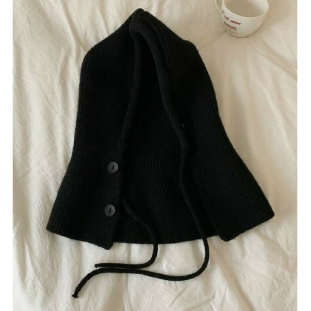 バラクラバ ネックウォーマー マフラー あったかグッズ 韓国 大流行 防寒 黒 レディースの帽子(ニット帽/ビーニー)の商品写真