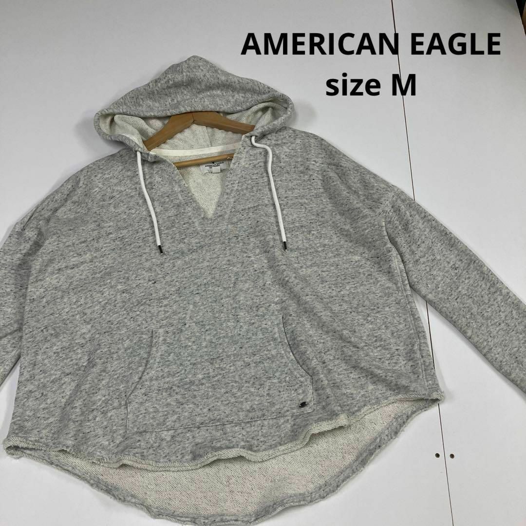 AMERICAN EAGLE/アメリカンイーグル フード付き ジップアップ ウールコート グレー 【サイズ：Women's M】