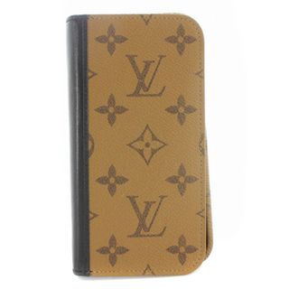 ルイヴィトン(LOUIS VUITTON)のルイヴィトン フォリオ スマートフォン ケース 茶色 ブラウン 黒(その他)