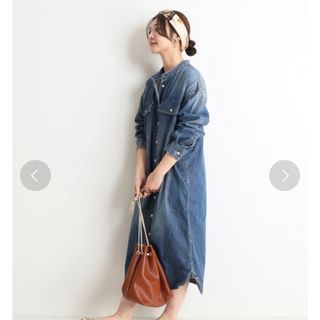 スローブイエナ(SLOBE IENA)の人気✨スローブイエナ　LE DENIM  バンドカラー　ロングデニムワンピース(ロングワンピース/マキシワンピース)