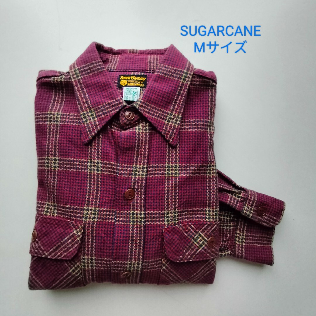 SUGARCANE★チェックワークシャツ★M品番★M★USED★M21594フルカウント