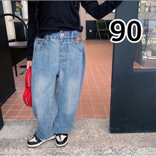 ストレートデニム 90cm 韓国子供服 カジュアル かわいい　おしゃれ(パンツ/スパッツ)