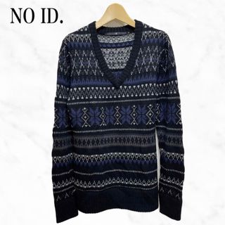 ノーアイディー(NO ID.)のNO ID ニットセーター　総柄ニット　Ｖネックニットセーター　インナーニット(ニット/セーター)